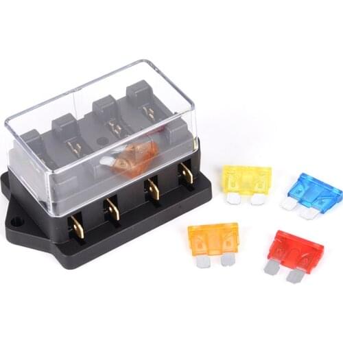 Car 12V/24V+4 Way Fuse 4 Way Circuit Standard ATO Blade Fuse Box Block Holder