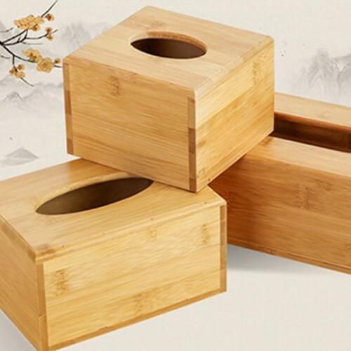 Bamboo Tissue Box Holder Storage Paper Box Tissue Box Cover Car Wood Napkins Hol