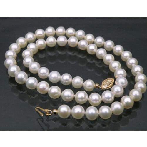AAAA white 18" AAA 7 MM SOUTH SEA NATURAL PEARL NECKLACE 14K CLASP