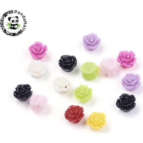 50pcs Flower Resin Beads for DIY Necklace Bracelet Jewelry Making 6x4mm Hole: 1mm