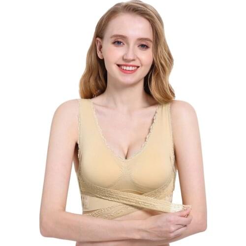 Womens Underwear Lace Lngerie Full Cup Cotton Bralette Plus Size Wireless Push Up Sports Bra Adjustable Side Buckle