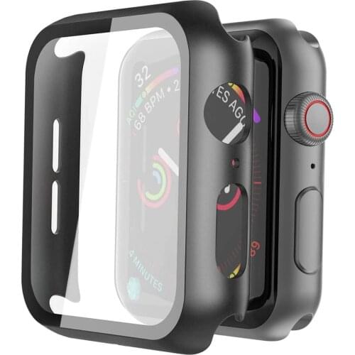 Case+Tempered Glass For Apple Watch 40mm 44mm Series 5 4 Screen Protector coverage Bumper case for iwatch Series 3 2 1 38mm 42mm