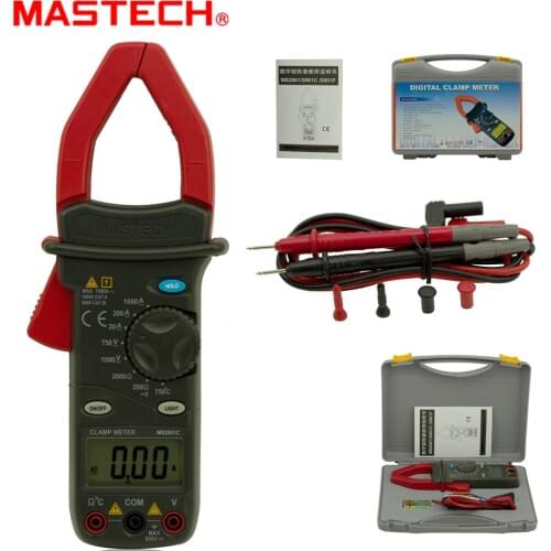 MASTECH MS2001C Digital Clamp Meter AC/DC Voltage Tester Detector with Diode and Backlight