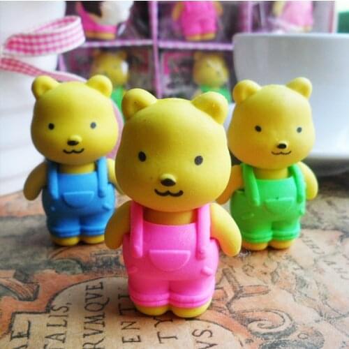 Ellen Brook 1 PCS Lovely Cute Kawaii Rubber Stationery School Supplies Creative Bear Novelty Kid Gifts Animal Pencil Eraser