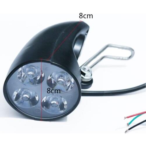 36V 48V eBike Light Scooter Lamp Electric Bicycle 4 LED Front Headlight Ultra-Bright Spotlight with Horn