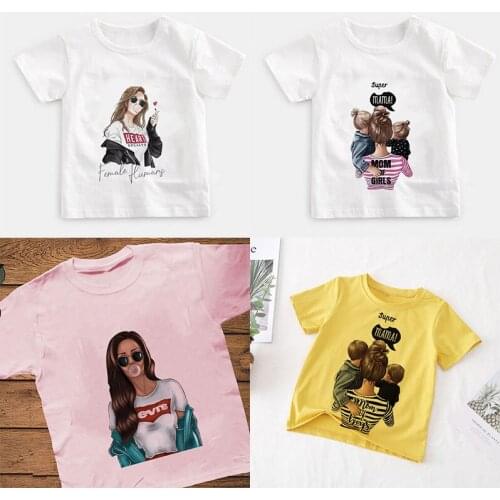 Short Sleeve T Shirt Children O-neck Novelty Blowing Bubbles Mom Summer Tops Cartoon Kid T-shirt Tees Girls Boys Unisex Tshirt