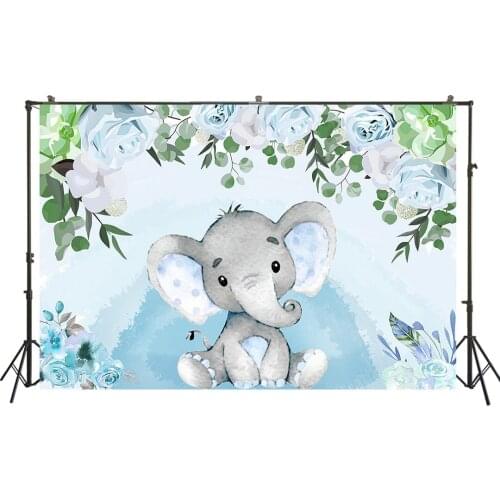 HUAYI Photography Backdrops Birthday Photo Backdrop Watercolor Elephant Baby Shower Birthday Party Decor Banner Backdrop W-1541