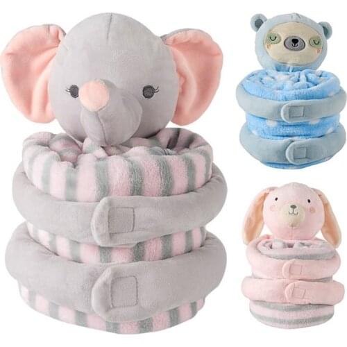 Newborn baby toys 0-12 months Rabbit Elephant Sloth Cartoon Animals soft plush Cute Sleeping Blanket Baby Toys Comfort Doll