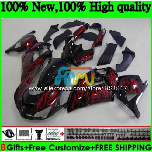 Injection For KAWASAKI ZX-14R ZX14R 12 13 14 15 16 17 24BS.44 ZZR1400 Red flames ZX 14R 2012 2013 2014 2015 2016 2017 Fairing