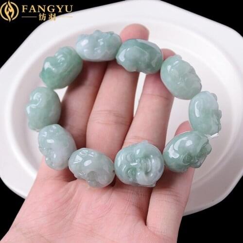 Fine jade jade bracelet natural material Single carved Buddha head womens bangle size 21.5*20.4*14.8 mm 103.2 g