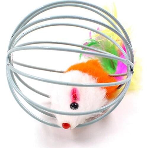 Kapmore 1pc Pet Cat Toy Funny Mouse In Cage Cat Interactive Toy Cat Play Toys Cat Mouse Toys Pet Supplies Random Color