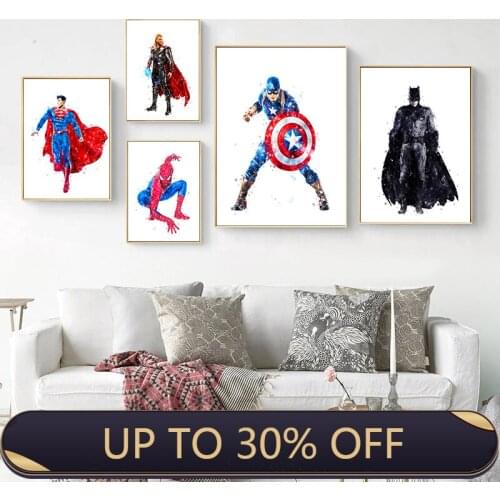 Superhero Canvas Painting Marvel Avengers Spiderman Iron Man Posters and Prints Wall Art Pictures for Kids Room Decor
