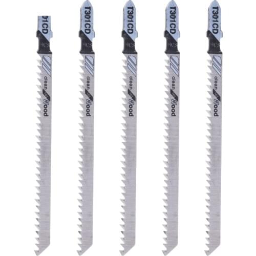 5 Pcs T301CD HCS 116mm T-Shank Jig Saw Blades Clean For Wood Fast Cutting