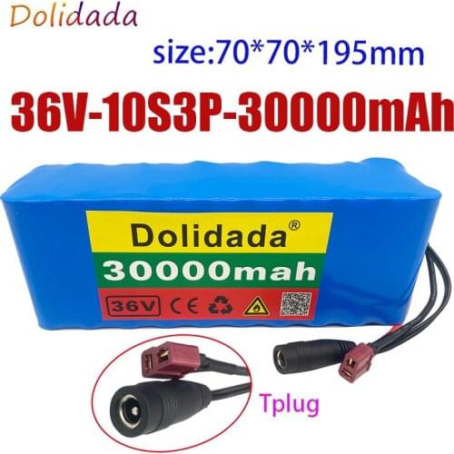 New 10S3P 36V 30Ah 500W high power capacity 42V 18650 lithium battery pack 30Ah electric bicycle bicycle scooter BMS Tplug