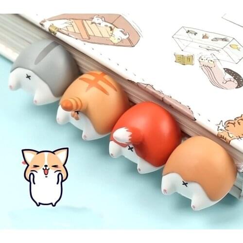 Cute Cat Dog Hamster Fox Ass 3D Cartoon Bookmarks Kawaii Novelty Book Reading Item Creative Gift for Kids Children Stationery
