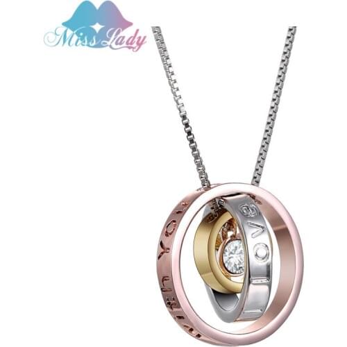 Miss Lady I Love You Always be with you Mom Engraved Script Trinity Pendant Necklace Made family Fashion Jewelry MLK0034