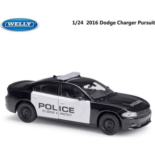 WELLY Diecast 1:24 Scale Model Car 2016 Dodge Charger Pursuit Alloy Racing Car Sports Car Metal Toy Car For Kids Gift Collection