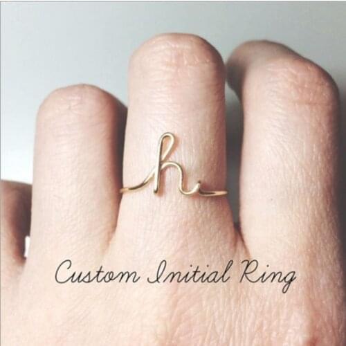 Fashion Golden Silver Color A-Z 26 Letter Initial Name Unisex Ring For Women Men Finger Rings Jewelry Wholesale