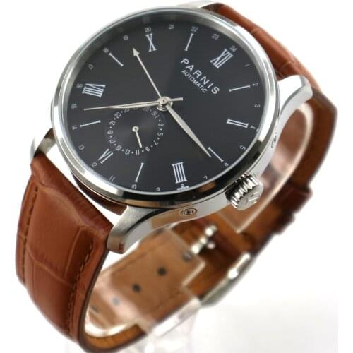 42mm Parnis black dial 24 Hours ST 1690 Automatic Movement Mens Watch