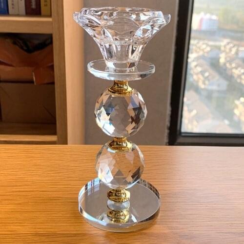 Crystal Glass Candle Holders Feng Shui Bowl Candlestick For candelabra centerpieces Wedding Home Bar Party Decor Table Ornament