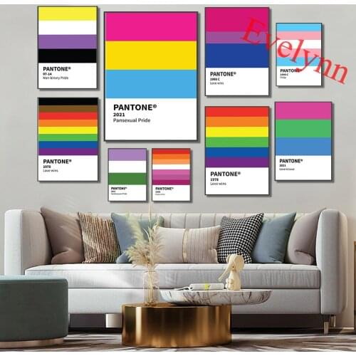 Pantone Lesbian Pride Print - Lgbtq Poster, Pride Wall Art,Pantone Poster - Polysexual Pride Flag |Home Decor Canvas Unique Gift