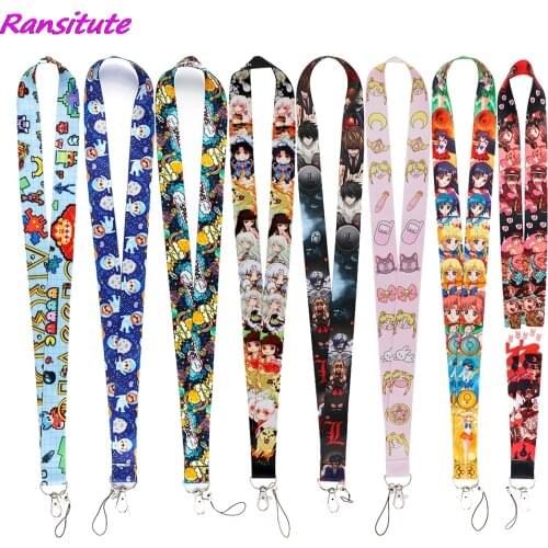 Ransitute R2151 Cartoon Moon Girl Sloth Astronaut Space Lanyard Card Holder Student Hanging Neck Phone Lanyard DIY Hang Rope