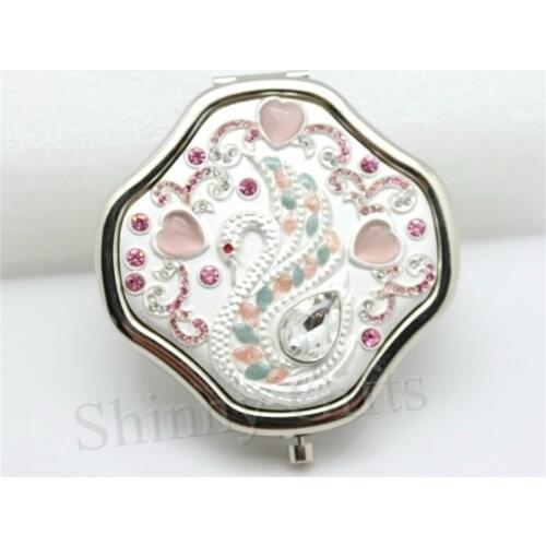Luxury Double Sides Metal Frame Swan Design Makeup Mirror for Ladies
