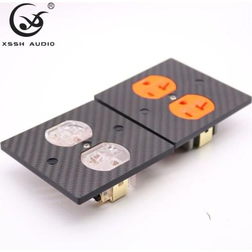 US KS-II # Power Socket Hi-end DIY HIFI Copper plated 24k gold 20amp 20A 125V Carbon Fiber plate power socket electric