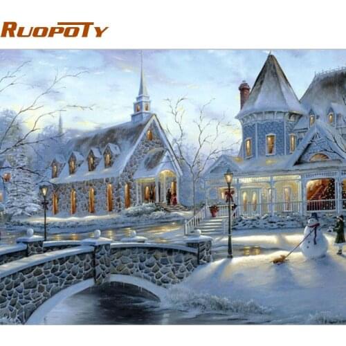 RUOPOTY Frame Snow Landscape Diy Painting By Number Hand Painted Oil Painting For Home Decoration With Frame 40x50cm Unique Gift