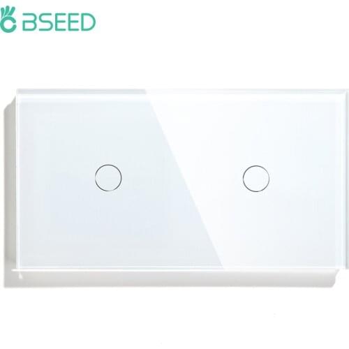 Bseed Brand Touch Switch 2 Gang EU Standard Touch Sensor Switch Black White Golden 3 Colors With Glass Panel Home Improvement