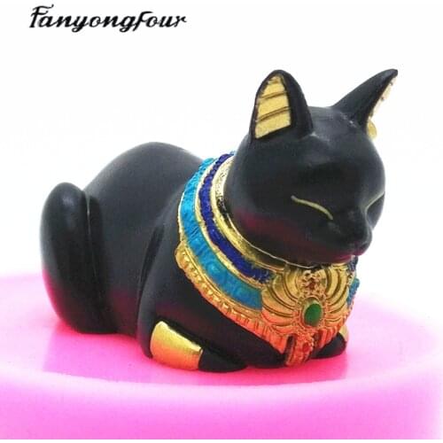 Silicone mold 3D black cat DIY handmade resin plaster concrete chocolate candle mold fondant cake tool