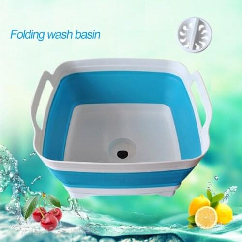 Hot Useful Folding Square Fruit Vegetable Washing Washbasin Storage Basket Kitchen Outdoor Travel Supply Kitchen FBE2