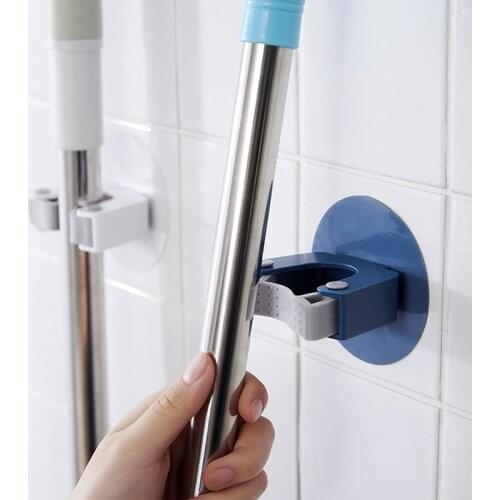 Mop Rack Wall Mounted Brush Broom Hanger Hook Household Storage Tool Bathroom Accessories Kitchen Clip Seamless Mop Stand