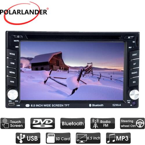 Universal 2 din 6.5 inch Car DVD MP4 Player With Bluetooth USB AM FM touch screen SD card Radio 7 languagefor rear camera