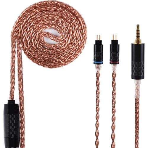 Yinyoo 8 Core 7N Single Crystal Copper Cable Taiwan Import 2.5/3.5/4.4mm Balanced Cable With MMCX Connector For KZAS10 ZS10 ZST