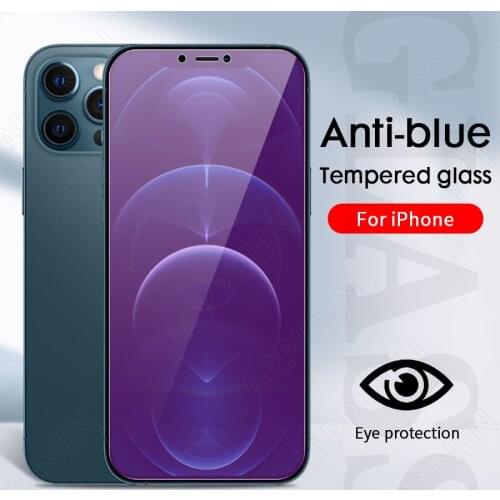Anti Blue Light Tempered Glass For iPhone 12 11 Pro Max mini Screen Protector For iPhone XS Max XR X 8 7 6 Plus SE 2020 Glass