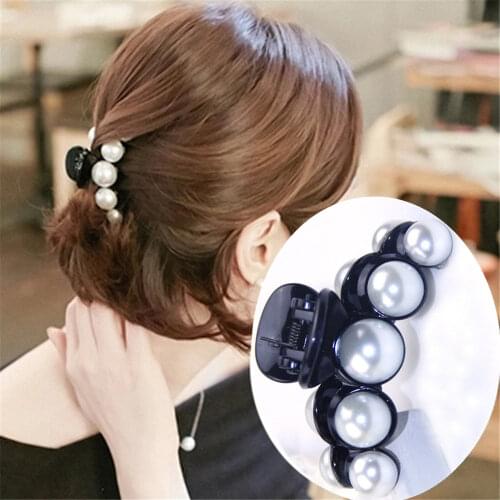 Luxury Pearls Hairpins Hair Ornaments Trendy Hair Clip Shiny Rhinestone Crab Hair Claws For Women Girl Accessories Headwear 1 PC