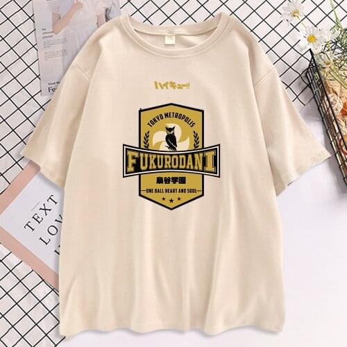 Women Haikyuu T Shirt High School T Shirts Fukurodani Summer Harajuku Tshirt Oversized Short Sleeve Tees Hip Hop Round Neck Tops