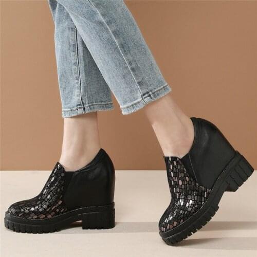 2021 Chunky Platform Ankle Boots Women Genuine Leather High Heel Pumps Shoes Female Round Toe Oxfords Shoes Casual Shoes US3-US9