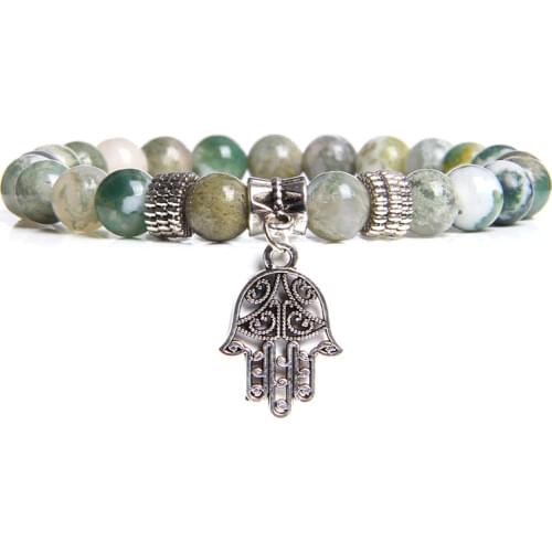 Fatina Hand Bracelets Women Natural Healing Energy Tree Agat Bracelets Fashion Homme Bangle Green Jaspers Beads Pulsera