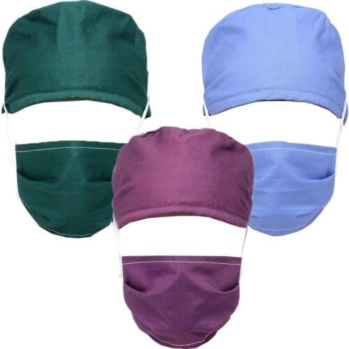 Women Men Scrub Hats Sets Washbable Cotton Sweatband Workwear Bandage Adjustable Caps Protection Hats Accessories Sombrero Suits