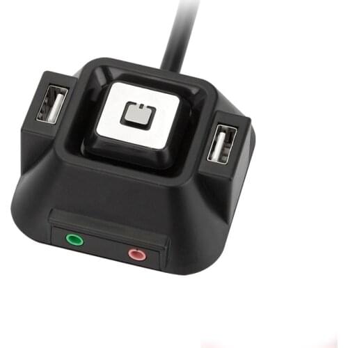 1.2m Desktop Computer PC Case Power Supply on/off Reset Button Switch Extender Cable with Dual USB Port Dual Audio Plug