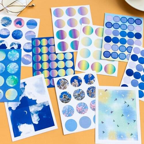 10 pcs Gradient round stickers Colorful Dot Sealing Journal Decorative Diy Adhesive Stickers For Scrapbooking Diary