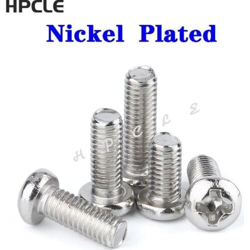 1000PCS M3*25/30/35/40mm DIN7985 GB818 Nickel plated Cross Recessed Pan Head Screws Phillips Screws Bolts