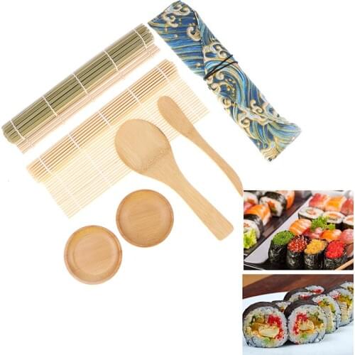 12Pcs/set Bamboo Sushi Maker Set DIY Sushi Curtain Rice Making Roll Kit Tools