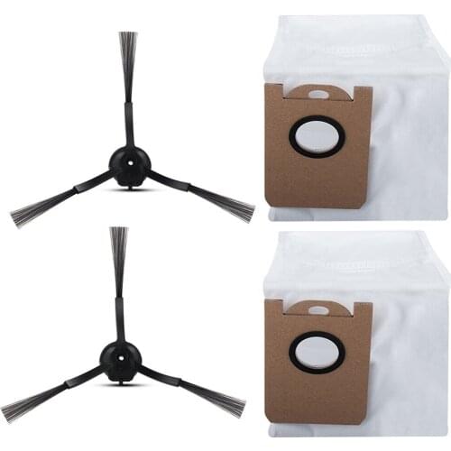 2* Dust Bags + 2* Side Brush For Proscenic M7 Pro For Uoni V980MAX For HONITURE Q6 For Kyvol Cybovac S31 Vacuum Cleaner Brushes