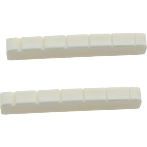 2 Pcs 6 String Electric Bone Nut Cattle Bone Slotted Replacement (43 X 6mm ,Unbleached)