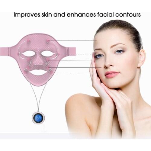 3D Electric Ultrasonic Silicone Facial Mask Device EMS V Spa Face Massager Anti Wrinkle Magnet Ion Vibration Machine