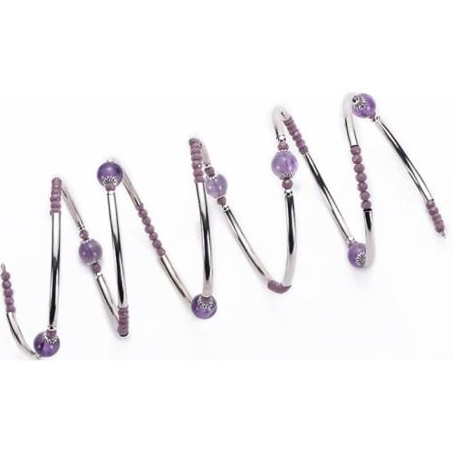 5 PCS/Lot Natural Purple Crystal Wrap Ladies Bracelet Multi-layer Charm Beads Stretch Bangle For Woman Wedding Birthday Jewelry