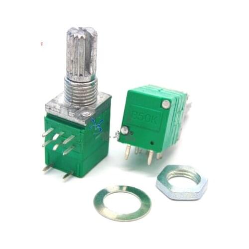 5pcs RV097N B10K B50K B100K 10K 50K 100K with a Switch Audio 8pin Shaft 15mm Amplifier Sealing Potentiometer